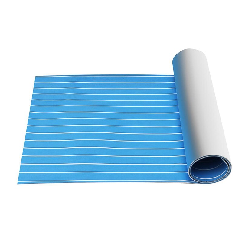 Feuille de teck en mousse EVA auto-adhésive 240X60cm Yacht tapis de sol en mousse synthétique bleu avec ligne blanche