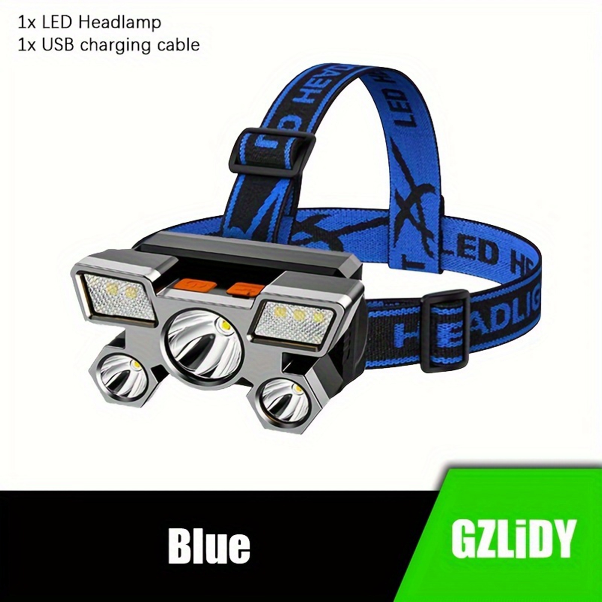 1pc,  led-lys, usb-opladning, pandelampe, udendørs camping- og fiskepandelampe, indbygget genopladeligt batteri, bærbar lampe: Blå