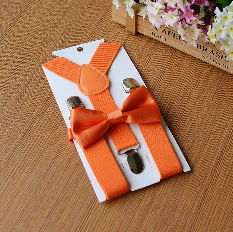 Suspenders Baby Boy Adjustable Kid Girl Elastic Braces Bow Tie Clip-on Children: Orange