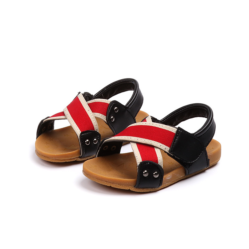 2022 Summer Boys Kids Sandals Korean Style Girls Casual Beach PU Soft First Walker Shoes Open-toe Children Versatile
