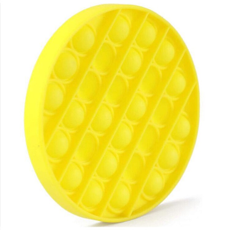 Silicone Push pop Poke pop Bubble Sensory Fidget Toy, Pop It Fidget Toy, Squeeze Sensory Toy, Reliever Stress: Round Yellow