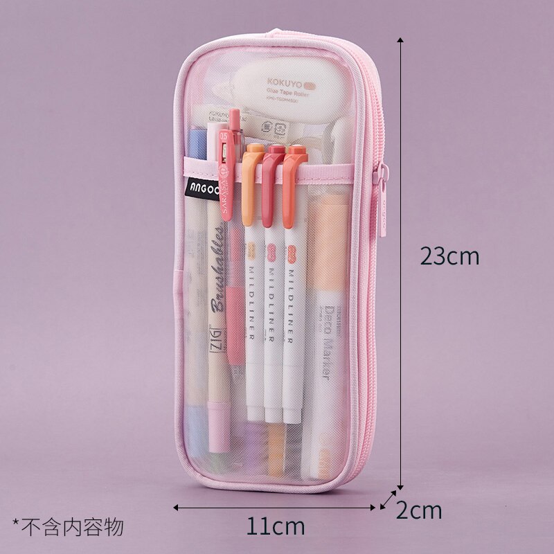 Astuccio trasparente a rete per astuccio per penne trasparente per scuola: rosa