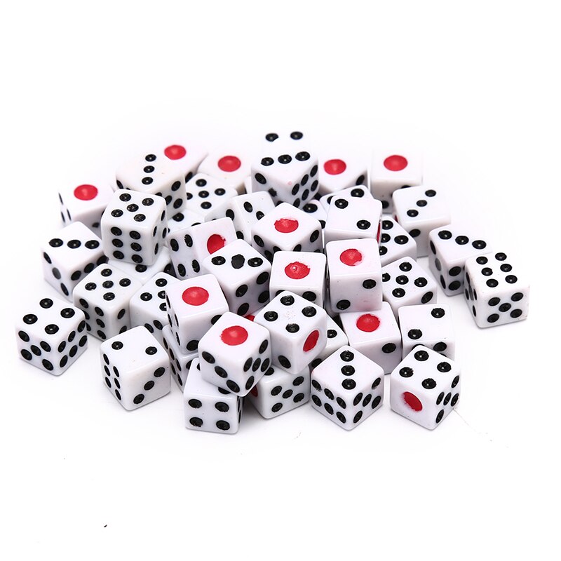 50 Stck Kunststoff Würfel 8mm Weiß Spielen Würfel Standard Sechs Seitige Entscheider Geburtstag Parteien Bord Spiel