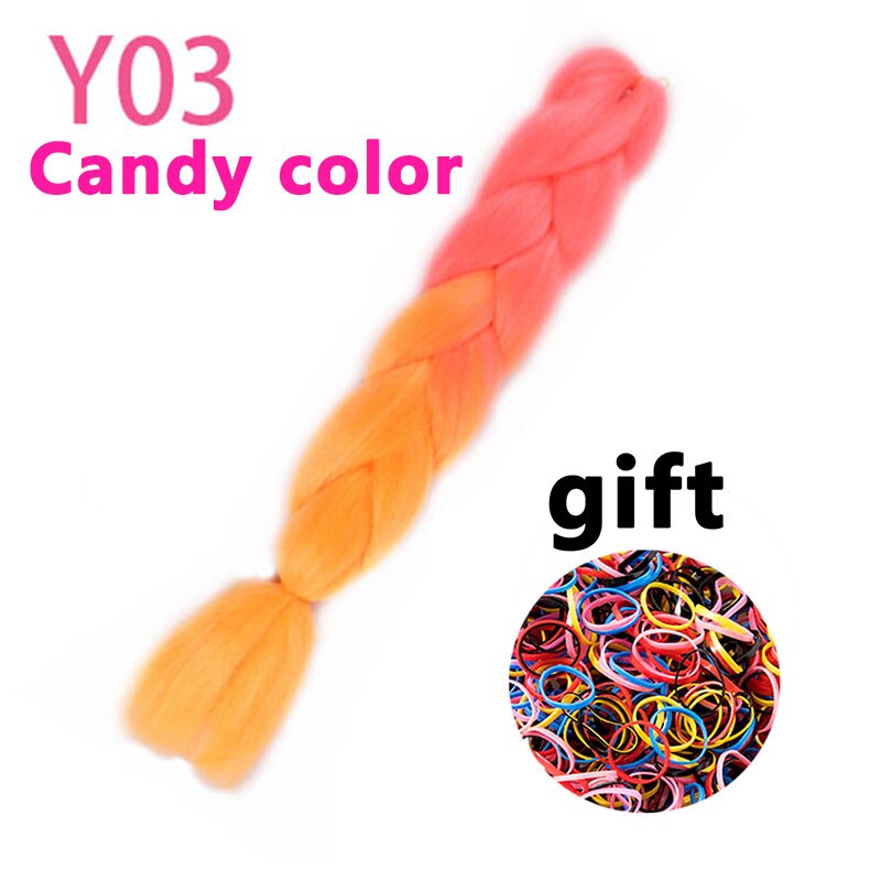 Synthetic hair Braids Ombre Braiding Hair Extension Box Braids Hair Pink Purple Yellow Golden Colors Crochet braids Kanekalon