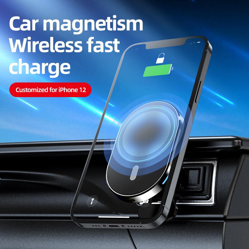 15w magnetische kabellose autoladegeräte qi-handyladegeräte mit lüftungsschlitzanschluss für iphone 12, 13 mini, pro max, magnetischer adsorptions-netzadapter