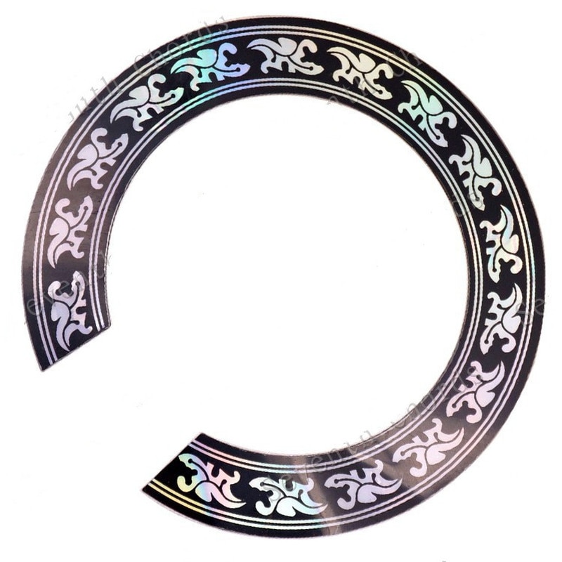 Sound Hole Rose Decal Sticker for Acoustic Classical Guitar Parts Black+Silver Guitar Accessories