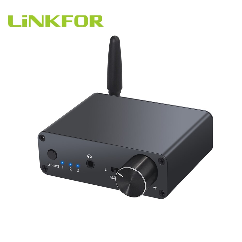 Linkfor 192Khz Digitaal Naar Analoog Converter Met Hoofdtelefoon Versterker Ingebouwde Bluetooth-Compatibel V5.0 Ontvanger Volumeregeling