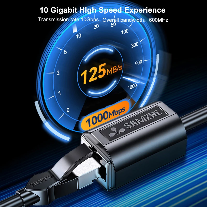 SAMZHE kabel RJ45 przedłużający Ethernet Adapter do kabla CAT6 sklejka sieciowa sznury ekranowany kompatybilny z CAT 6 5E 5
