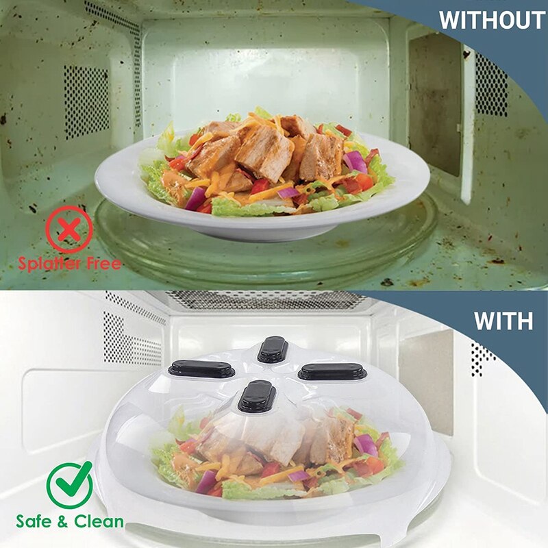 2 Pcs Magnetic Microwave Plate Cover,Microwave Cover for Food,Microwave Splatter Cover,Plate Serving Covers,Steam Vented