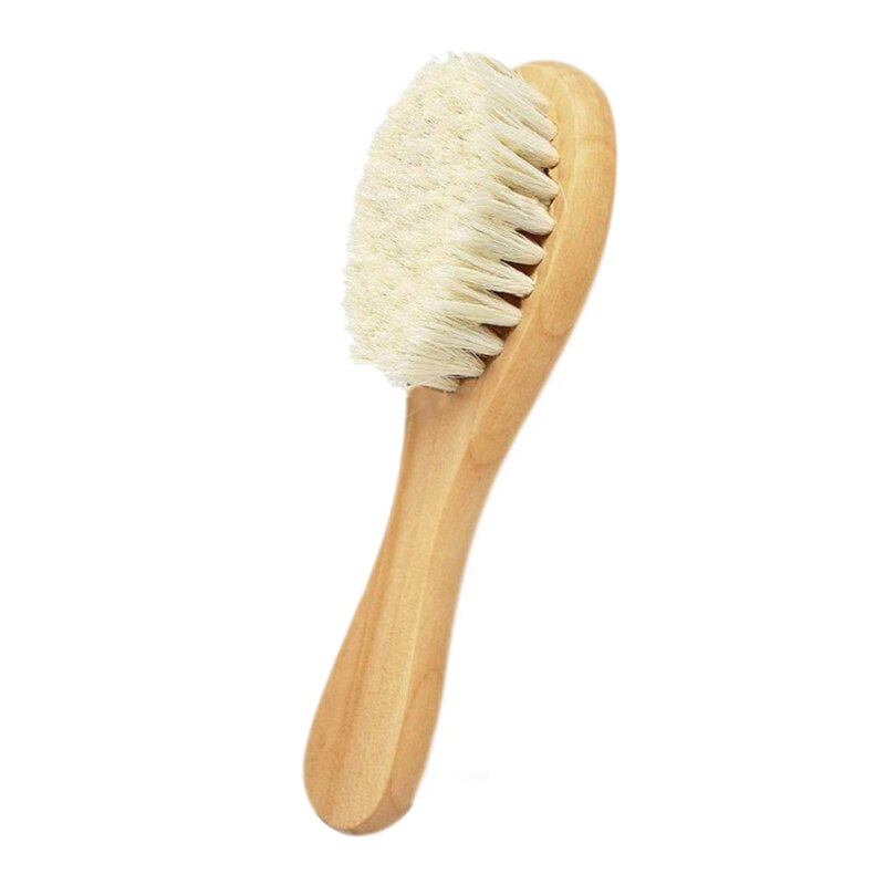Natural Wooden Handle Soft Press Baby Hairbrush and Super Soft Goat Hair Suitable for Newborns and Children&#39;s Natural Wooden Han: Default Title
