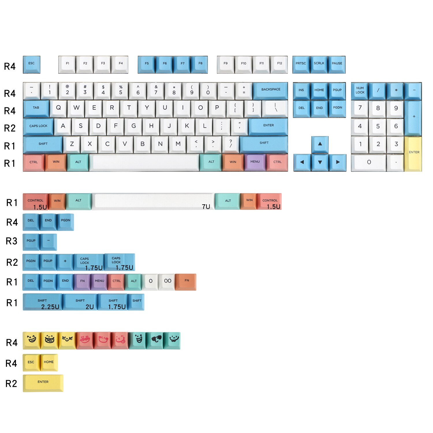 Cherry Profile Dye Sublimation Thick PBT Chalk Keyset Keycap For Cherry MX Switches Mechanical Keyboard: BROWN