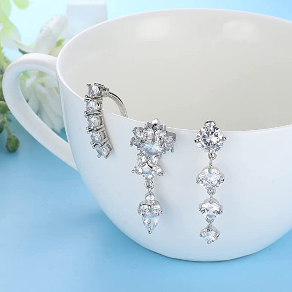 10 Stijlen Sexy Bungelende Navel Navel Ring Oreja 14G Dubbele Ronde Zirconia 316L Chirurgisch Staal Buik Piercing sieraden