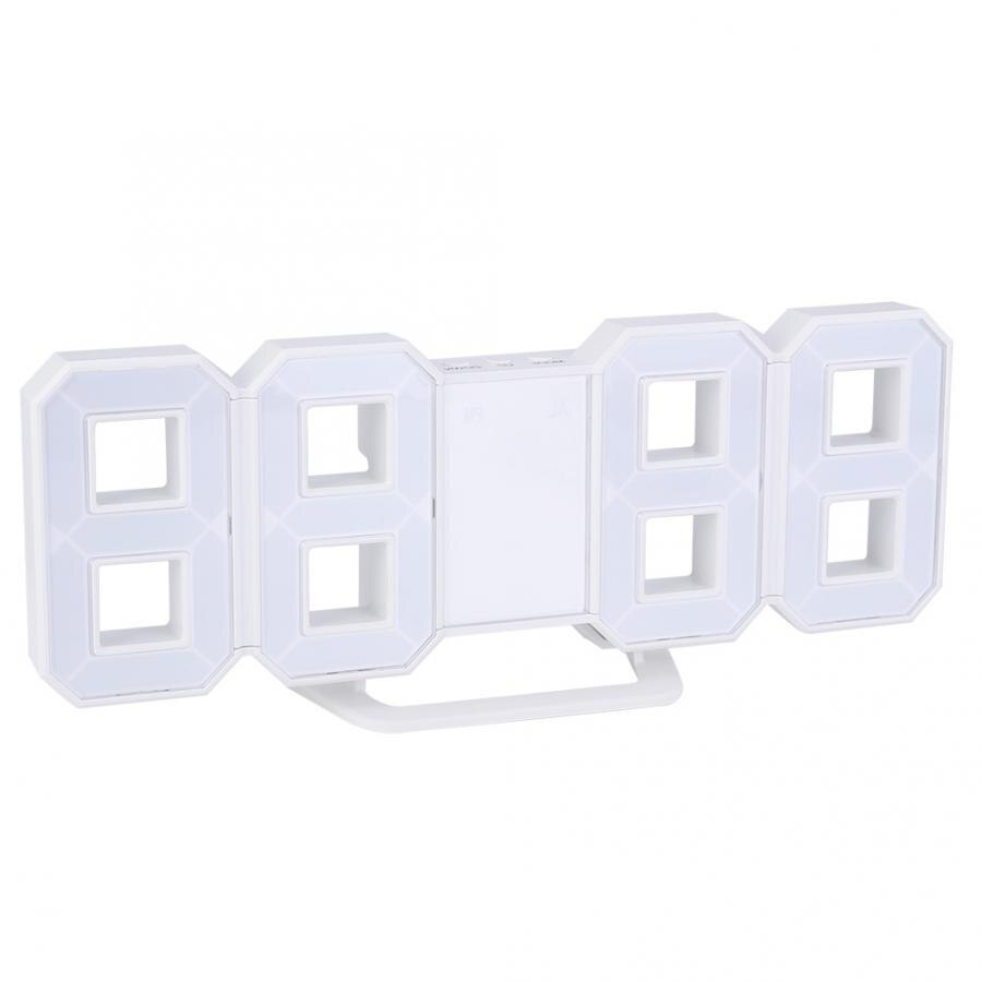 Tafel Klok 3D Led Digitale Klok Slaapkamer Desktop Snooze Wekker Woondecoratie Wit Case Klokken