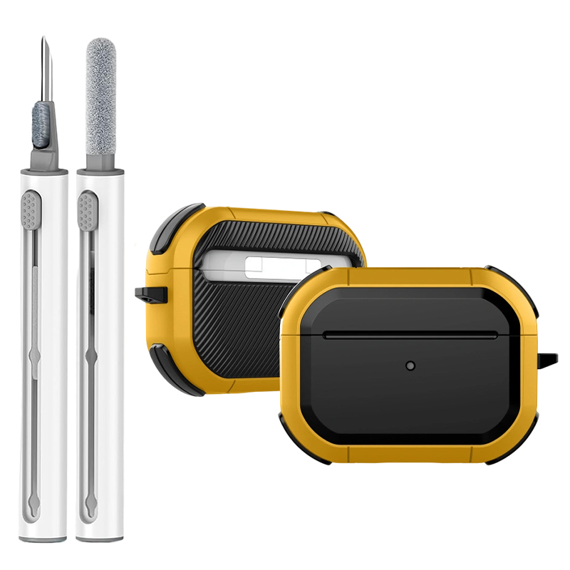 Para AirPods Pro 2a 1.a generación 3 Max AirPod 4 funda de bloqueo seguro con llavero Air Pod de cuerpo completo protección a prueba de golpes: 2XS / Gris oscuro