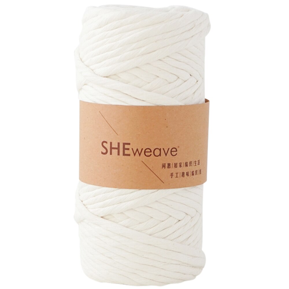 Single Strand Macrame Cord, Macrame rope 4mm×50m(54yd) Colorful Cotton Cord for Macrame supplies,Wall Hanging: White