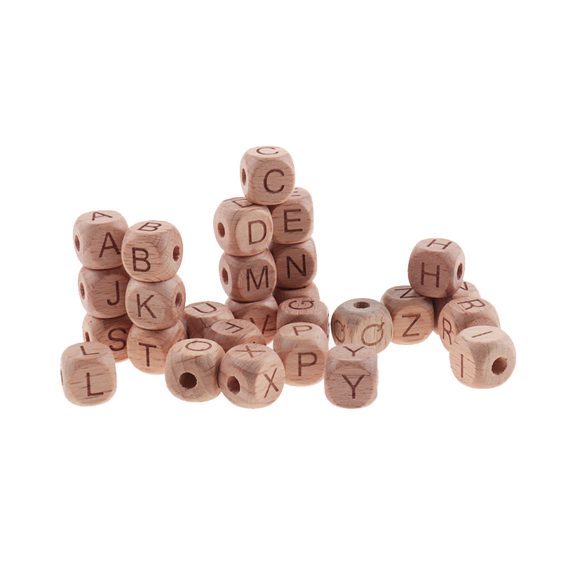 100 Stuks Engels Beuken Hout Letters Kralen 12Mm Alfabet Kraal Voor Sieraden Maken Diy Armbanden Ketting Sieraden Accessoires