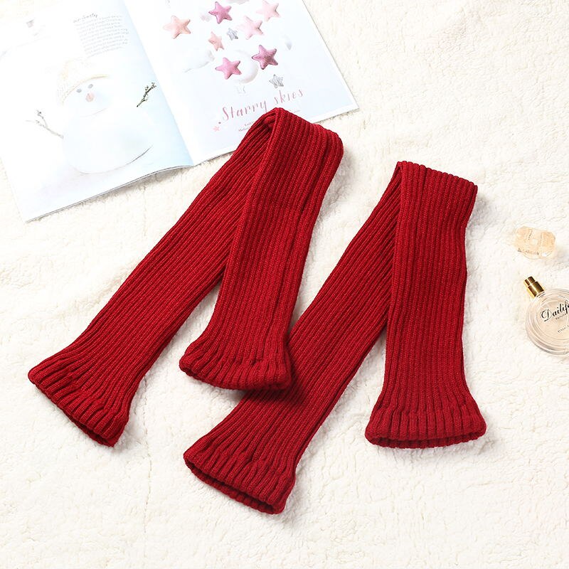 Chaussettes Tube longues en tricot pour femmes, chauffe-jambes, couleur unie, Simple, très élastique, pour l&#39;extérieur, hiver, , doux, ,: burgundy