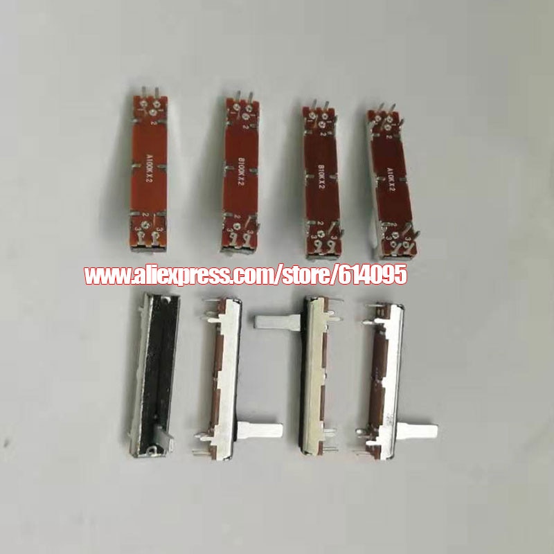 10pcs 45mm two-channel stereo straight slide potentiometer fader A10K A100K