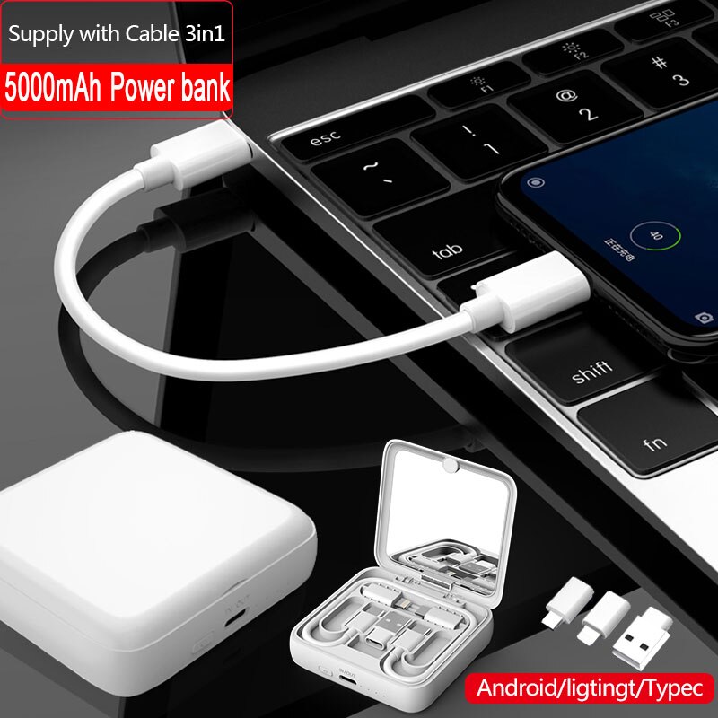 Garas mini-powerbank, tragbares ladegerät, multifunktionale powerbanks, 5000 mah, externes ladegerät, powerbanks für apple