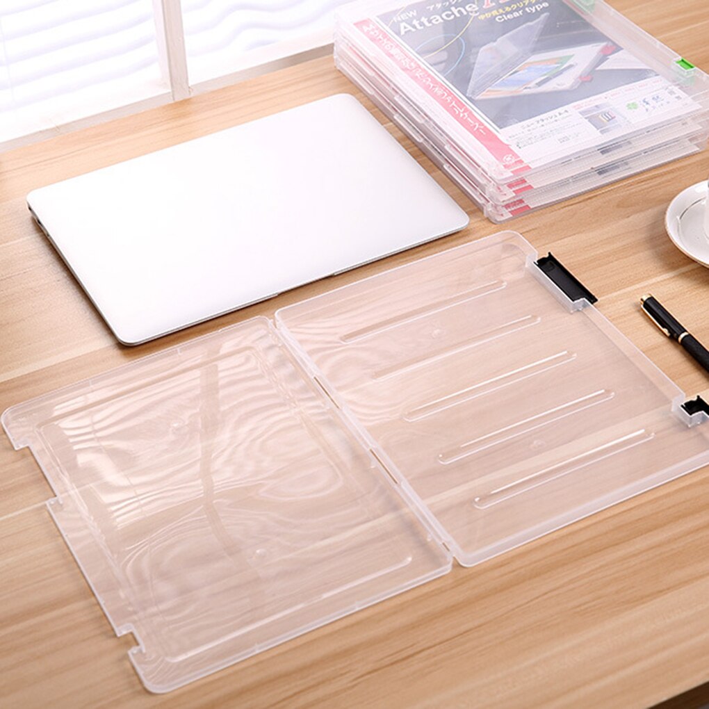 Practical A4 Transparent File Storage Box Clear Plastic Document Cases Desk Paper Organizers