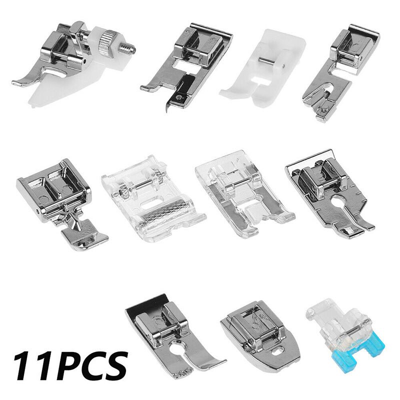 11PCS Sewing Machine Presser Feet Tool Kit Metal Sewing Machines Low Shank Snap Presser Feet For Brother Singer Janome Machine