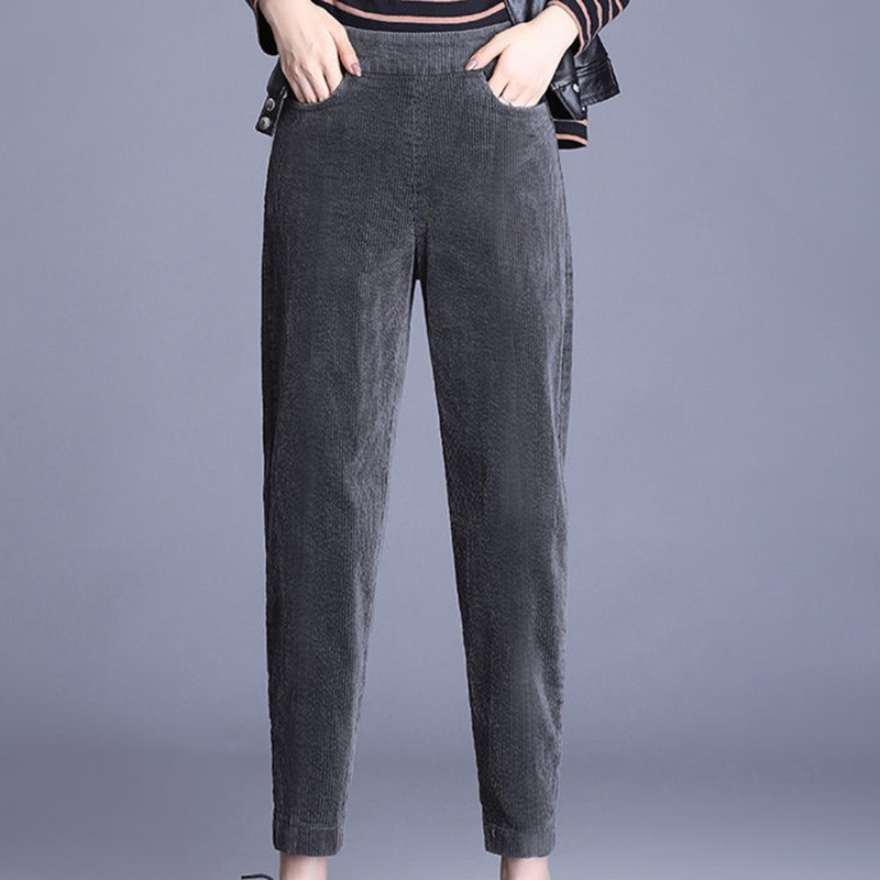 Plush Thick Casual Pants Women's Corduroy Warm Pants Autumn Winter Leggings High Waist Harem Pants Trousers Women Брюкиженские: XL / Ivory