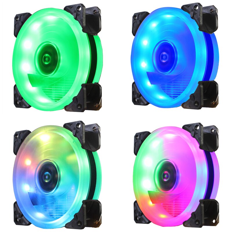 Ventilador de carcasa de ordenador, Enfriador de PC silencioso, RGB, LED, PWM, 4 pines, 9CM/12CM, 90MM / 120MM