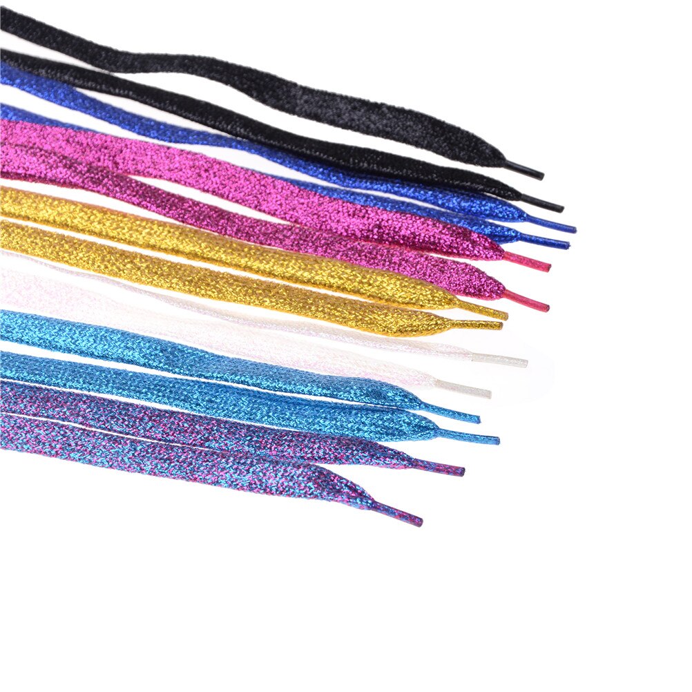 1 pcs Flat Shoelaces Bootlaces Shoe Laces Strings Shiny Gold And Silver Thread Shoelace
