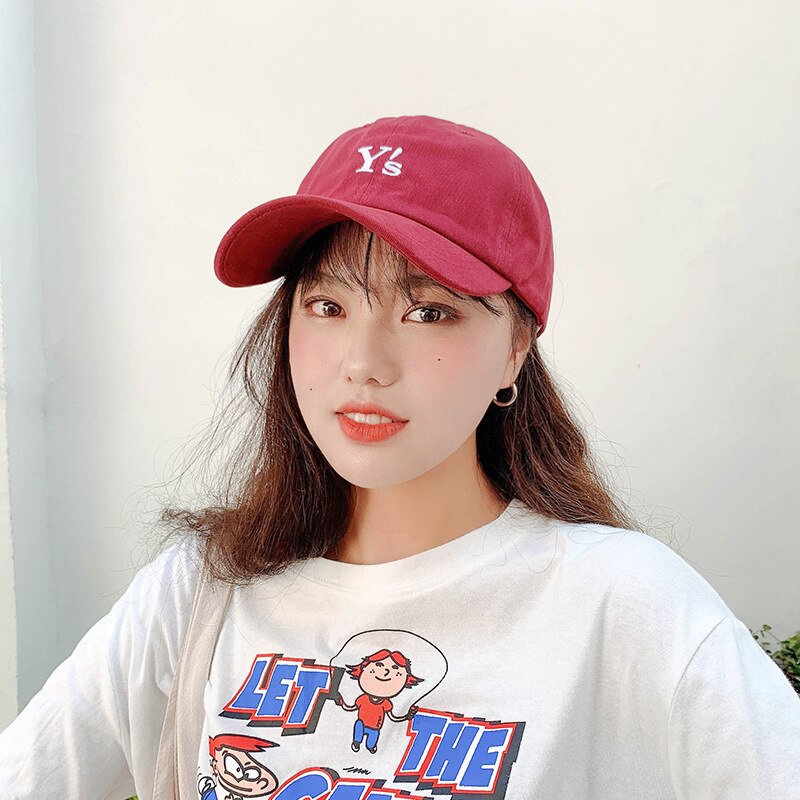 Gorra de béisbol coreana para dama, gorro de béisbol estilo coreano, bordada, informal, sencillo Y letras: Rojo
