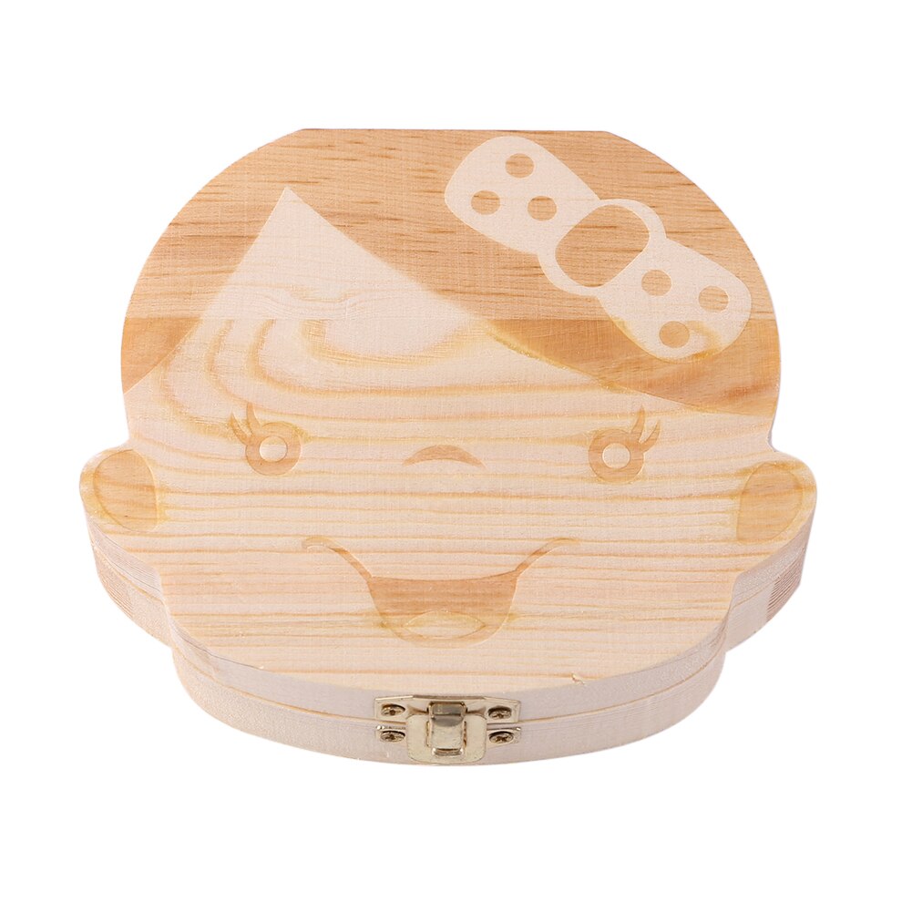 Wooden Baby Tooth Box Kids Teeth Storage Box Teeth Umbilical Lanugo Organizer Milk Teeth Collect Keepsakes Save: Girl English