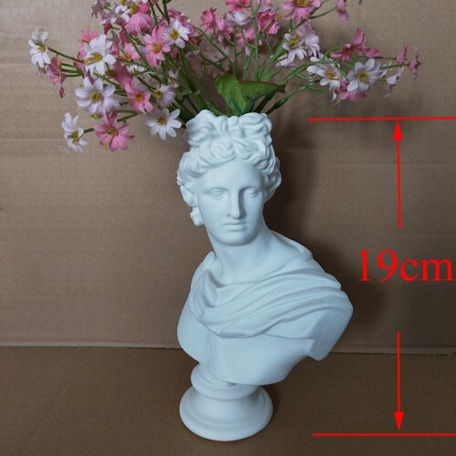 Vit harts david skulptur huvud vas blomsterarrangemang original imitation gips heminredning vas marseille ariadne vaser: 19cm apollon