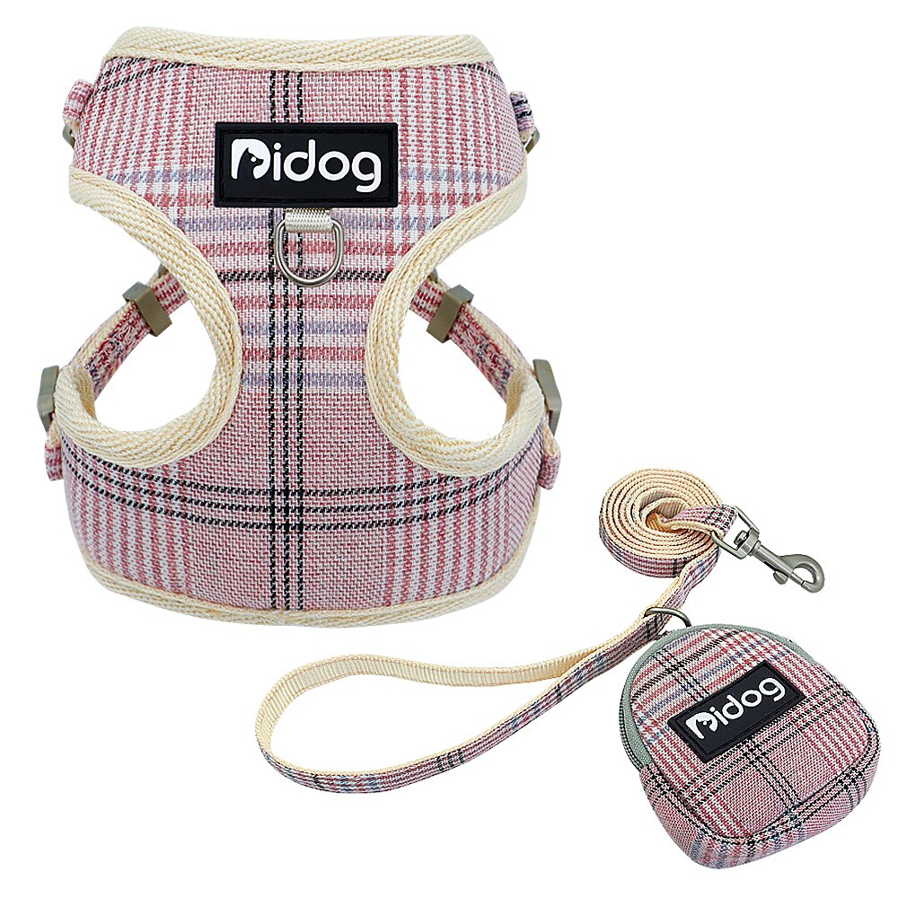 Ademend Harnas Hond Aangelijnd Set Mesh Hond Kat Harnas Vest Puppy Harness En Leash Met Zak Voor Kleine Middelgrote Honden huisdier Chihuahua: Roze / M