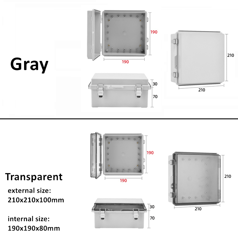 IP67 Waterproof Gray/Transparent Cover Enclosure Junction Box ABS Plastic Outdoor Electronic Instrument Hinge Case Fast: 4XL / Gold