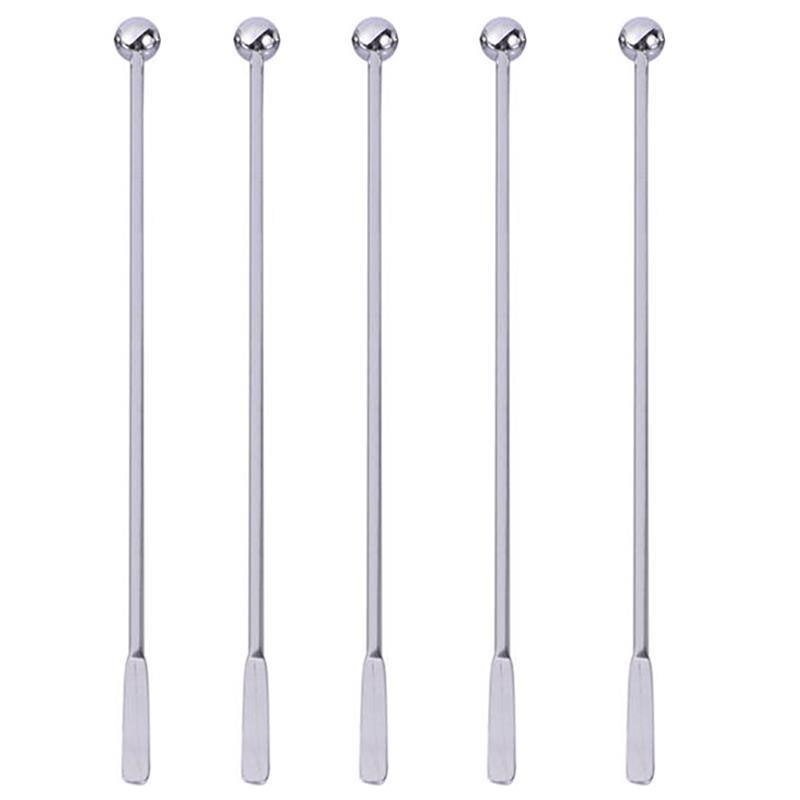 5Pcs 19 Cm Rvs Mengen Cocktail Stirrers Sticks Voor Wedding Party Bar Swizzle Drink Mixer Bar Muddler: Default Title