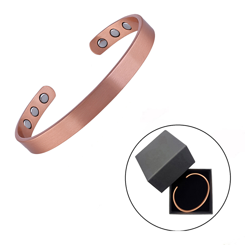 Enkelt smyckeset i ren koppar armband ringar manschett magnetiska armband för kvinnor män artrit hälsa massiva kopparsmycken