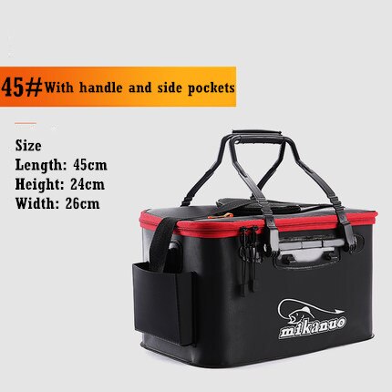 Shoulder Multifunction Fishing Bag Portable Fold Live Fish Storage Box With Oxygen Pump Bucket Tackle Outdoor Fishing Equipment: 28L Black