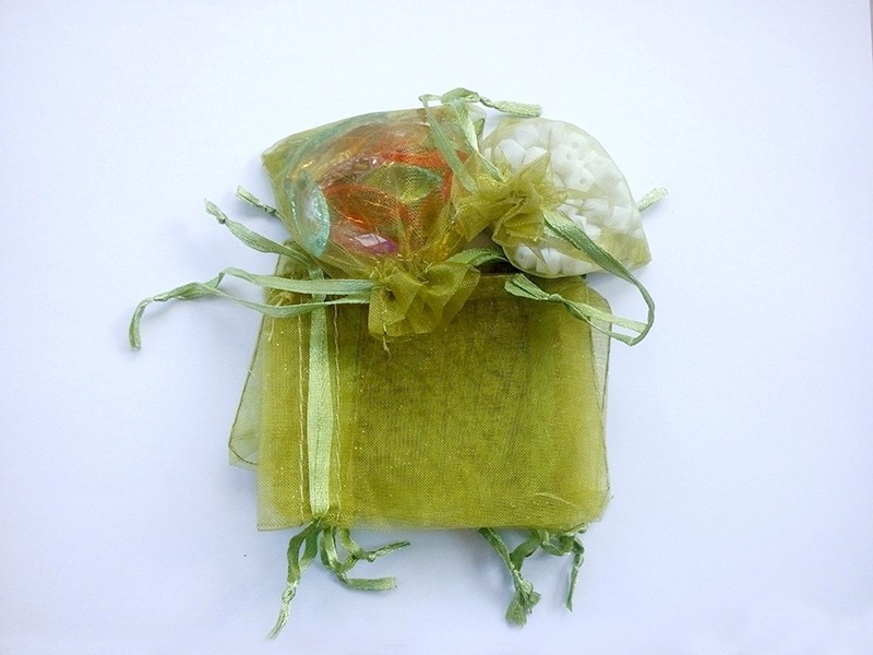 9*12cm 500pcs Multi color bags for jewelry/wedding/christmas/birthday Yarn bag with handles Packaging Organza bags: Army Green