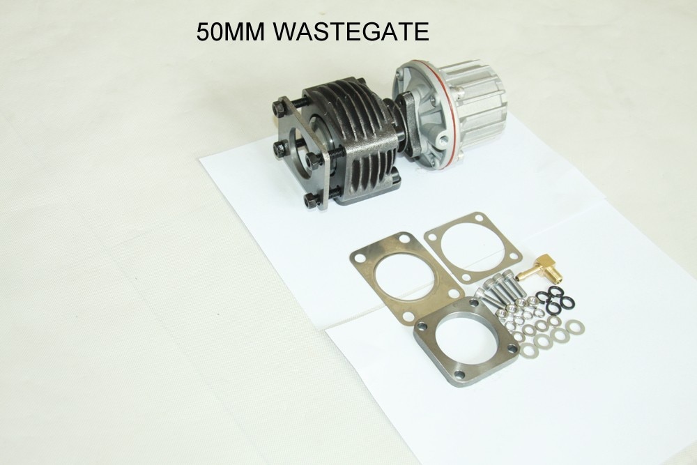 EXTERNAL 50MM TURBO MANIFOLD 4-BOLT CAST WASTEGATE BYPASS EXHAUST+12-PSI SPRING