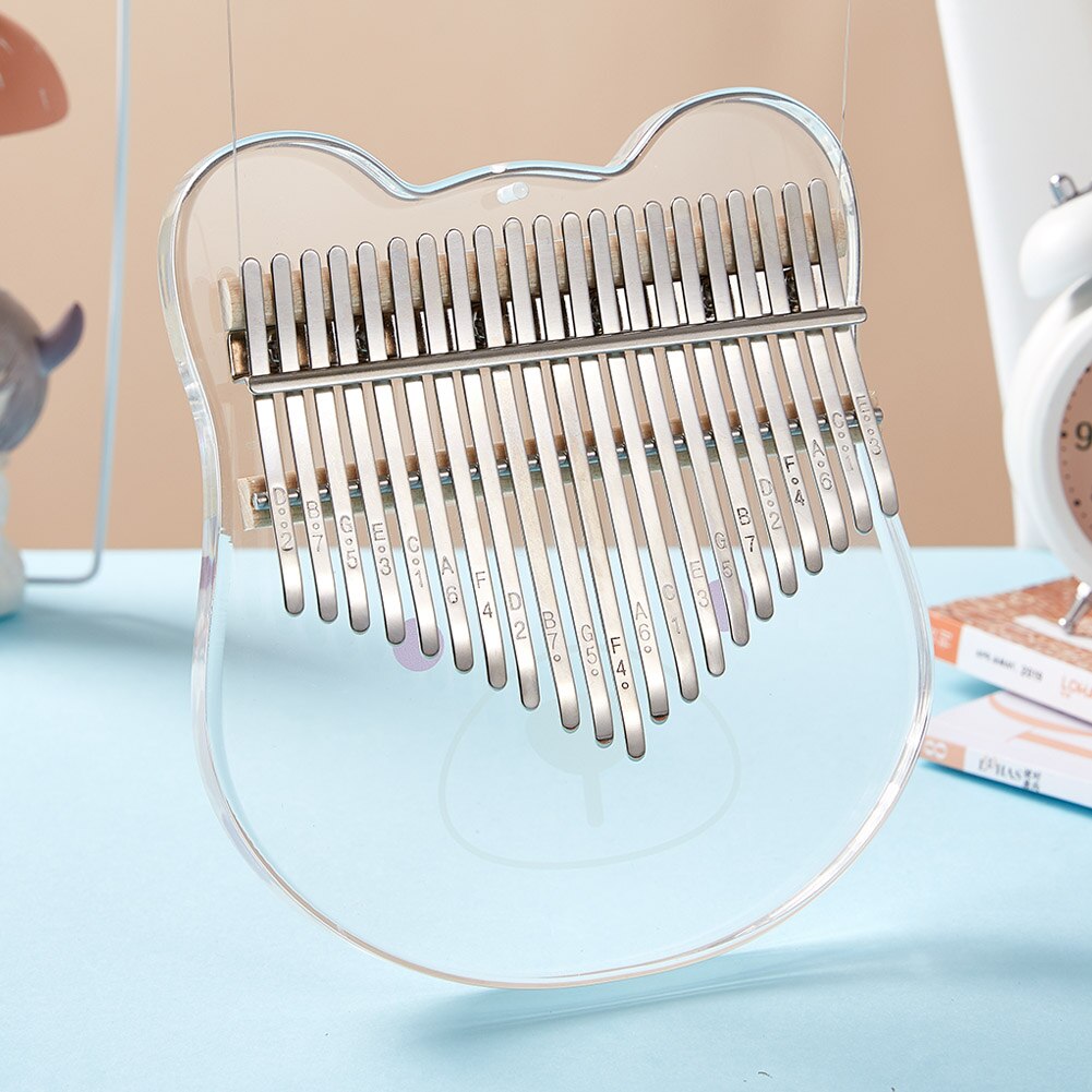 Mini Kalimba With Carry Bag Thumb Piano Beginner Transparent Acrylic Clear Sound 17 21 Keys Keyboard Instrument Portable: Bear 21 Keys