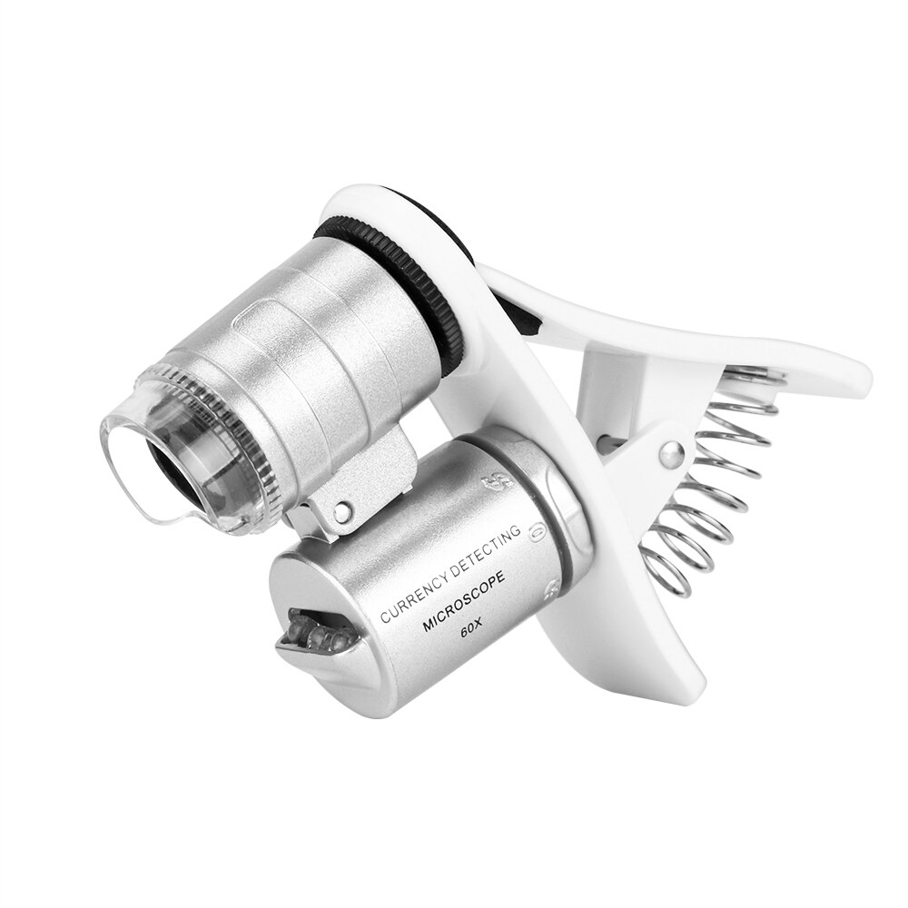 Powstro mobiltelefon mikroskop makro lins 60x optisk zoom förstoringsglas mikro kamera clip led linser för iphone 5s 6s plus