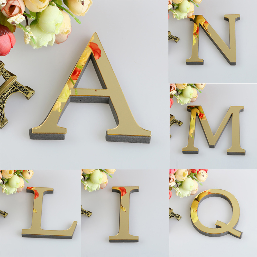 10CM specchio 3D 26 lettere adesivi murali in acrilico fai da te per logo nome alfabeto matrimonio lettere d'amore inglese parete arte casa arredamento