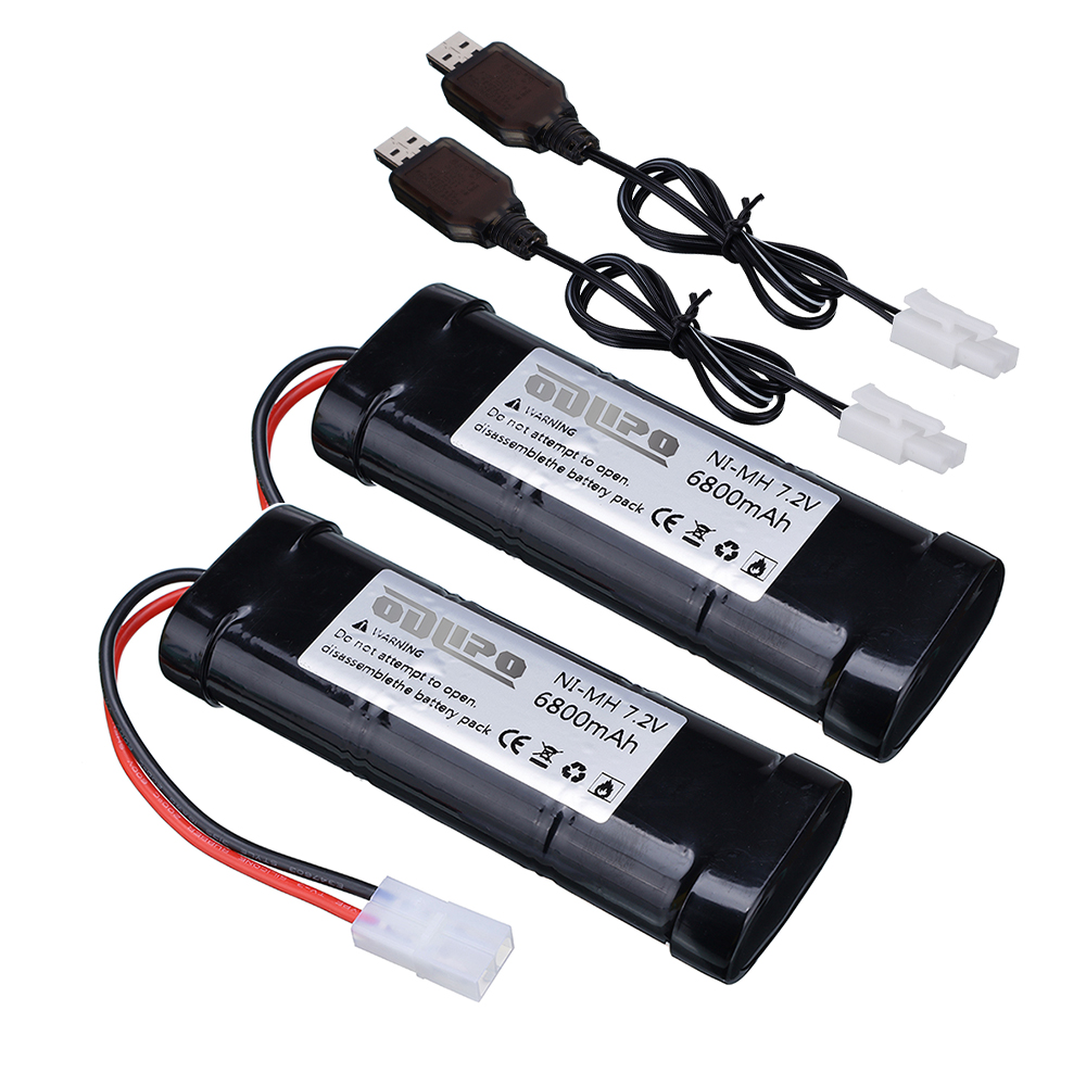 Batería Ni-MH SC de 7,2 V y 6800mAh, juego de cargador para juguetes RC, tanque, coche, avión, helicóptero, con conectores Tamiya, batería de 7,2 v: Oro