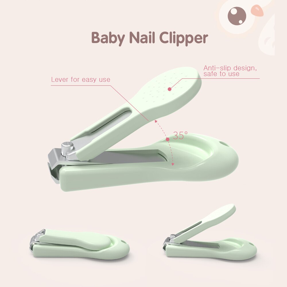 Baby Nagelknipper Kit Met Opbergdoos Veilig Pasgeboren Nagelknipper Schaar Bestand Pincet Zuigeling Nail Careset Baby Care Roze/Groen