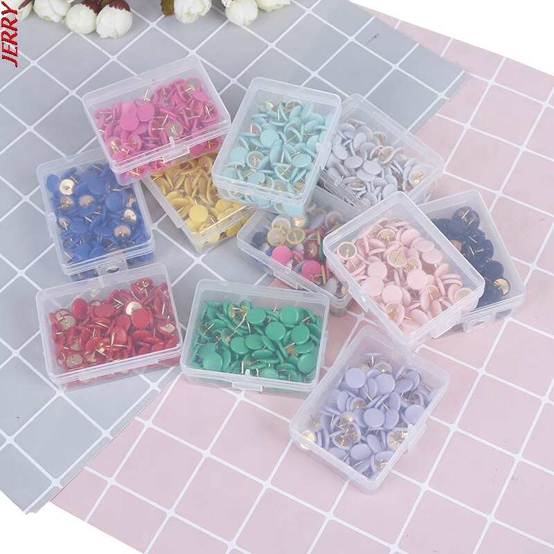 100 Round Pushpins Tack Pin Bulletin Board Cork Paper Map Point Office Binding Supply