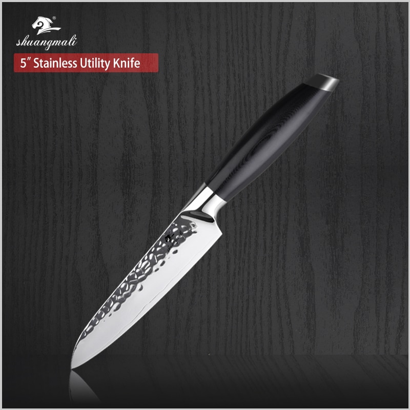 Shuangmali 5- tommers værktøjskniv køkkenkniv 440c stål kokkeskær knive lille størrelse skive kød vegetabilsk skrælningskniv