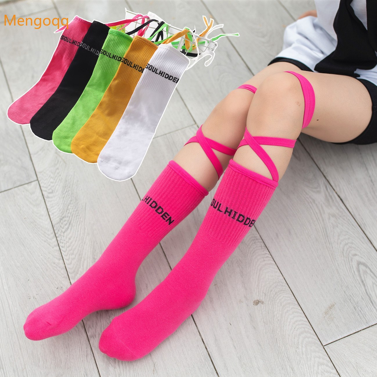 Baby piger tøj lange sokker børn brev afslappet patchwork høje sokker bandage pige børn 3-12y