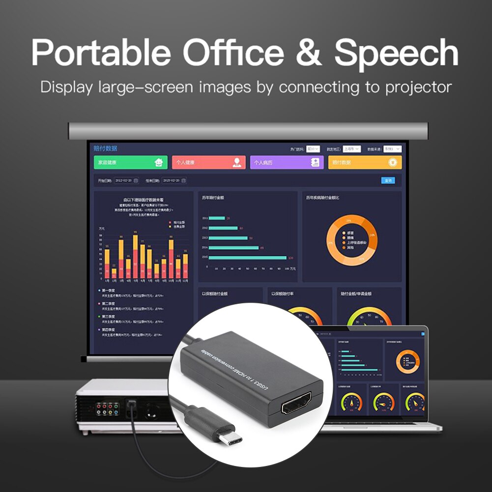 Convertidor de adaptador USB 3,1 tipo C a HDMI, convertidor hembra compatible con MHL móvil Android Tablet USB-C
