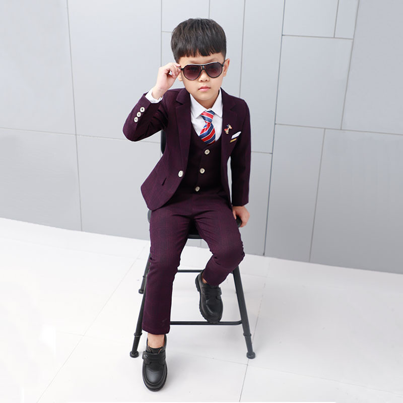 Conjunto de esmoquin para niños pequeños, ropa Formal para de cumpleaños, boda, Blazer, camisa, chaleco, pantalones, traje de caballero, 6 piezas