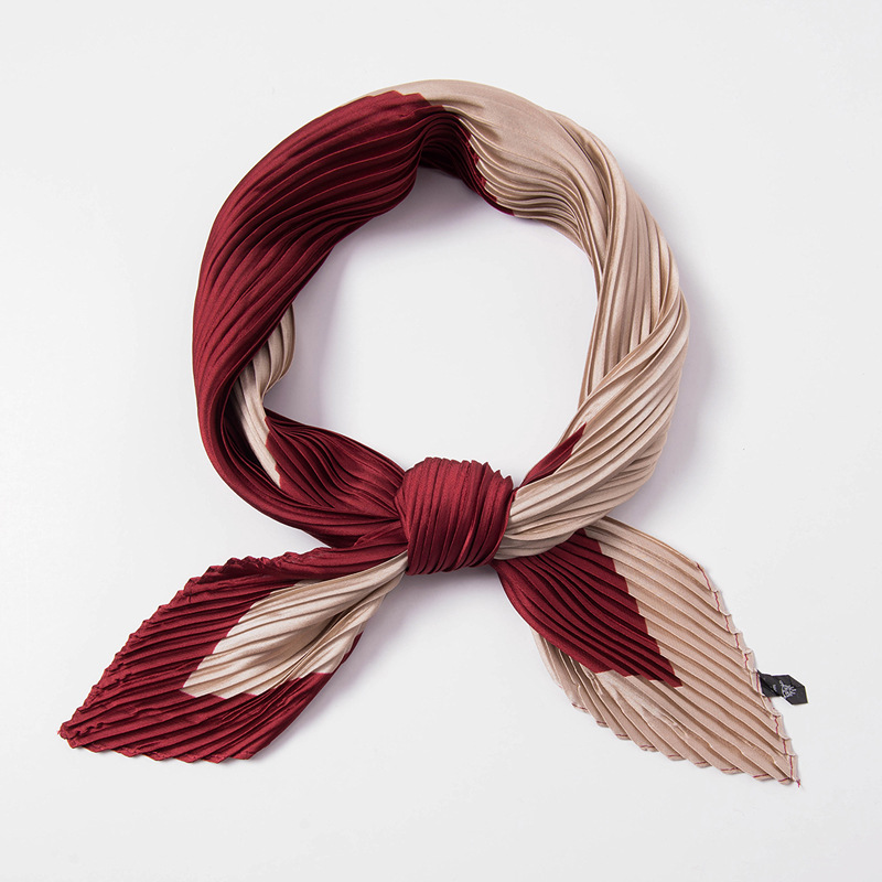DVLWS gros soie-like femmes foulard plissé petit carré léopard imprimé écharpe cheveux bande décoration femmes écharpe: Rouge