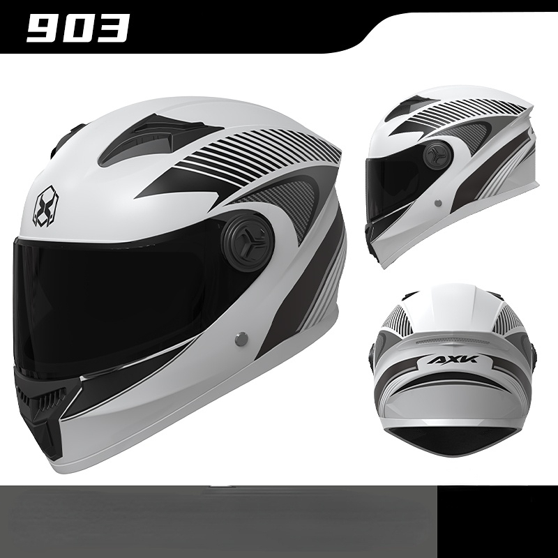 Dubbelvizier Motorhelm Racehelmen Veiligheid Unisex Motorfiets Sporthelm Full Face Winter Warm Met: Ivoor